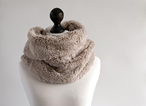Infinity scarf. Faux fur infinity scarf. Faux fur snood in latte beige. Faux fur neck warmer. Womens chunky scarf. Beige fur neck wrap