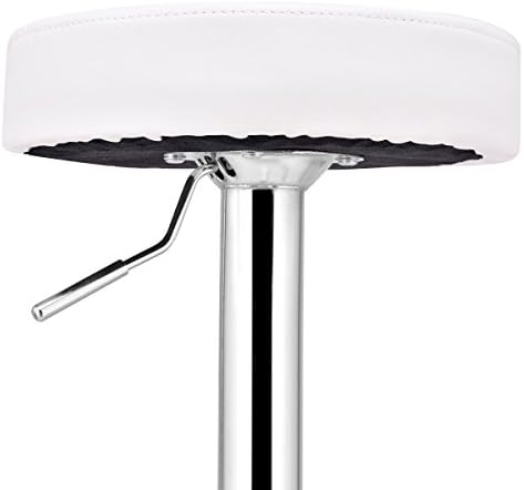 Allure Home Style - 1 Pcs White Round Leather Seat Chrome Leg Adjustable Hydraulic Swivel Bar Stool