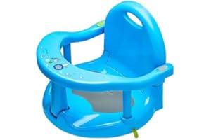 EASYFORALL Foldable Baby Bath Seat, Non Slip Baby Bathtub Seat for Baby Sitting Up, Cute Shape 360 Degrees Surround Baby Bathtub Seat with Suction Cups for Infants Baby 6-36 Months (Blue)