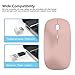 Rechargeable Wireless Mouse, 2.4G Slim Mute Silent Click Noiseless Optical Mouse with USB Receiver (Stored at Bottom of The Mouse) Compatible with Notebook, PC, Laptop, Computer, MacBook (Rose Gold)
