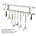 HOMEMAXS Magnetic Knife Holder, 17 inches Strong Stainless Steel Magnetic Knife strip, Double Knife Bar with 8 Removable Hooks Knife Rack Tool Holder