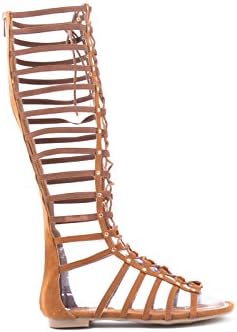 Bamboo Women's Faux Suede Lace Up Gladiator Flat Sandal - 6.5
