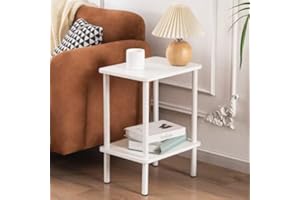 Apicizon 2 Tier End Table, Boho Side Table with Storage Shelf, Nightstand Bedside Table for Small Spaces, Bedroom, Living Roo