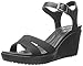 crocs Women's Leigh II Ankle Strap Wedge, Black/Black, 8 M US