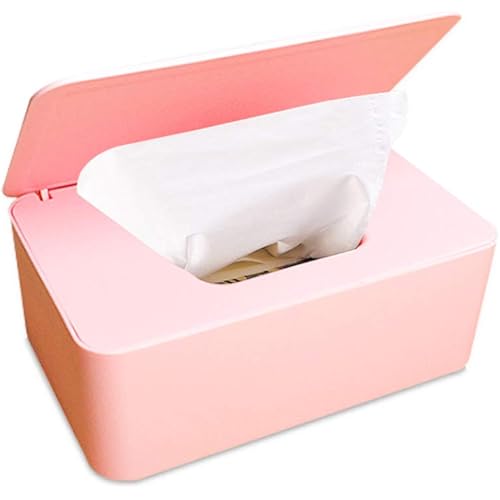Frjjthchy Wipes Holders Large Capacity Wipes Dispenser Reusable Wipes Case Tissue Box for Home Living Room Bathroom (Pink)