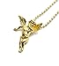 Mini 14k Gold Angel Jesus Piece Pendant Moon Cut Ball Chain Necklace