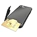 iPhone 7 Case, Bastex Hybrid Slim Fit Black Rubber Silicone Cover Hard Plastic Grey Brushed Metal Design Kickstand Case with Hidden Credit Card Slot for Apple iPhone 7