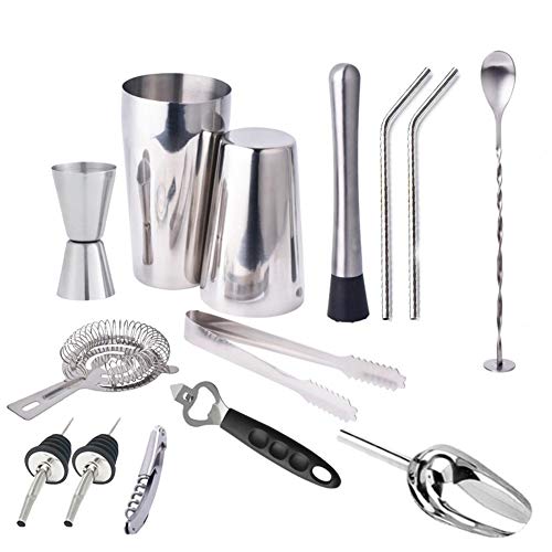 Cocktail Set bildet Bar Zubehör Verbrauchsmaterialien Werkzeuge 14 Stück Edelstahl-Barmixer-Werkzeug-Set Shaker Milk Tea… – Bild 3