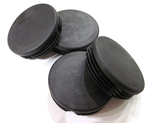 4 Pack: 2 3/8 Inch Round Black Plastic Tubing Hole Plug, Pipe Tubing End Cap, Steel Fence Post and Furniture Pipe Tube Cover