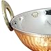 AVS STORES ® Set of 4, Indian Copper Serveware Karahi Vegetable Dinner Bowl with Solid Brass Handle for Indian Food, Diameter- 15 cm (6 Inches), Gold