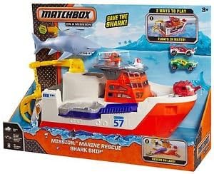 Matchbox Car-Go Mission Marine Rescue Commander Shark Ship Boat ~ BRAND NEW