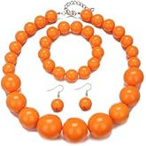 Hand made Pearl Statement Necklace for Women Chunky Large Simulated Pearl Statement Necklace Bracelet Earring Set