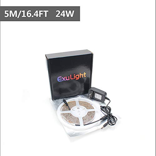 Exulight UV Blacklights LED Light Strip 5M/16.4ft 3528SMD Waterproof 300LED with 12V 2A Power Supply (Purple)