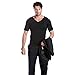 HÖTER Mens Slim and Tight Super Soft Compression & Slimming Shaper V-Neck Compression Shirt (A1-Black1(Advanced), L)