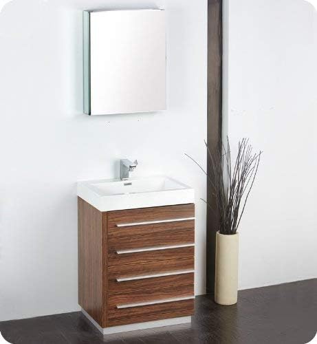 Amazon Com Senza 24 Livello Modern Bathroom Vanity Set With Medicine Cabinet Base Finish Walnut Renewed Kitchen Dining