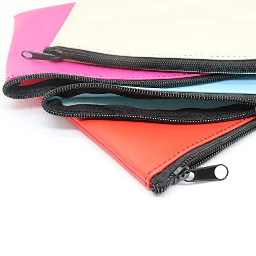 Omitfu 4Pcs Bank Deposit Bags Leatherette Money Pouch Cash Coin Receipt Bag with Zipper 11x6 Inch