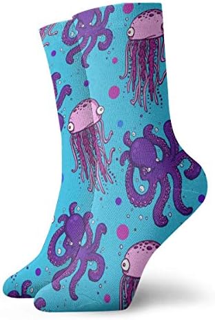 OUYouDeFangA Octopus And Jellyfish Adult Socks Cotton Funny Short Socks For Yoga Hiking Cycling Running Soccer Sports