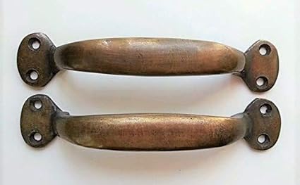 2 Solid Antique Brass Large Strong File Cabinet Trunk Handles 5 1