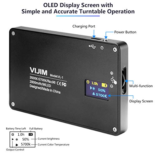 VIJIM DSLR LED Video Light on-Camera Dimmable Bi-Color 3200-5600K CRI 96+ Built-in 2800mAh Battery 96 Beads Magnetic Vlog Fill Lighting for Livestream YouTube - Thumbnail 2