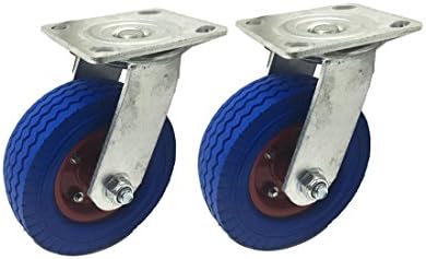 2 Pack 6" Swivel Caster Wheels Dust Cover Flat Free Rubber Tire Heavy Duty Castors with 360 Degree Top Bolt Plate