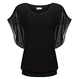 LILBETTER Women's Loose Casual Short Sleeve Chiffon Top T-shirt Blouse