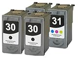 Generic  4-Pack - 2 PG30 PG-30 / 2 CL31 CL-31 Remanufactured CANON Ink Cartridge for Canon Printers PIXMA iP1800 iP2600 MP140 MP210 MP470 MX310 MX300 MP190 iP-1800 iP-2600 MP-140 MP-210 MP-470 M-X310 MX-300 MP-190-2 Black and 2 Color Printer