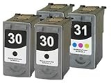 4-Pack – 2 PG30 PG-30 / 2 CL31 CL-31 Remanufactured CANON Ink Cartridge for Canon Printers PIXMA iP1800 iP2600 MP140 MP210 MP470 MX310 MX300 MP190 iP-1800 iP-2600 MP-140 MP-210 MP-470 M-X310 MX-300 MP-190-2 Black and 2 Color Printer, Office Central