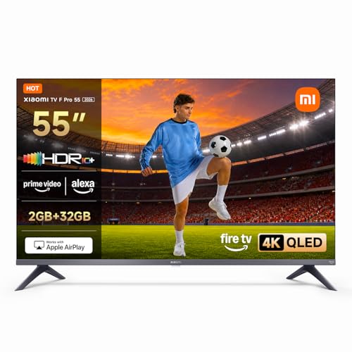 TV F Pro 55, 55 pollici (140 cm),4K UHD QLED,Smart TV, Fire TV,Triple Tuner DVB-C/S/S2/T/T2, HDR10+, Modalità Game Boost 120Hz, MEMC, Controllo Vocale Alexa, 2GB+32GB, Compatibile con AirPlay