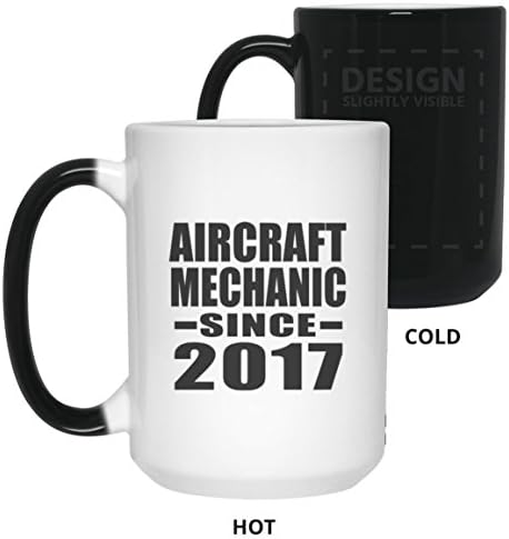 Aircraft Mechanic Since 2017-15oz Color Changing Mug Magic Tea-Cup Heat Sensitive - Gift for Friend Colleague Retirement Graduation Mother’s Father’s Day Birthday Anniversary