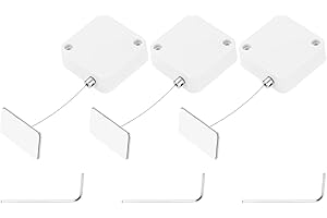 MECCANIXITY 4.9 ft Retractable Cable Lock with Adhesive Square Patch Remote Control Security Lock with Adjustable Cord Tether