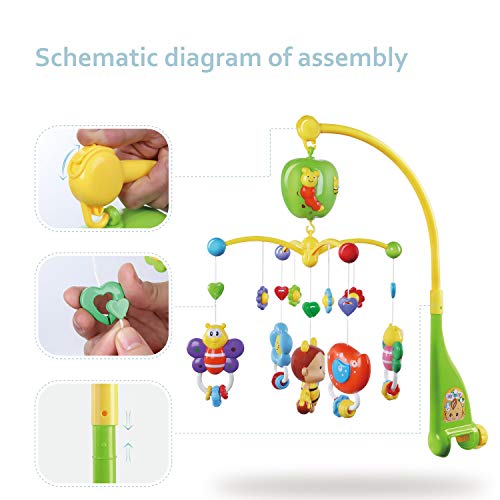 GrowthPic Musical Mobile Baby Crib Mobile with Hanging Rotating Toys and Music Box