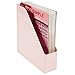 mDesign Plastic Slim Vertical File Folder Storage Organizer Bin with Handle - Hold Notebooks, Binders, Envelopes, Magazines for Home Office, Work Desktops, Ligne Collection, 2 Pack, Light Pink