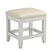 Home Styles Naples Vanity Bench, Constructed with Hardwood Solids with White Finish, with Cream Vinyl Cushion Padded Seat