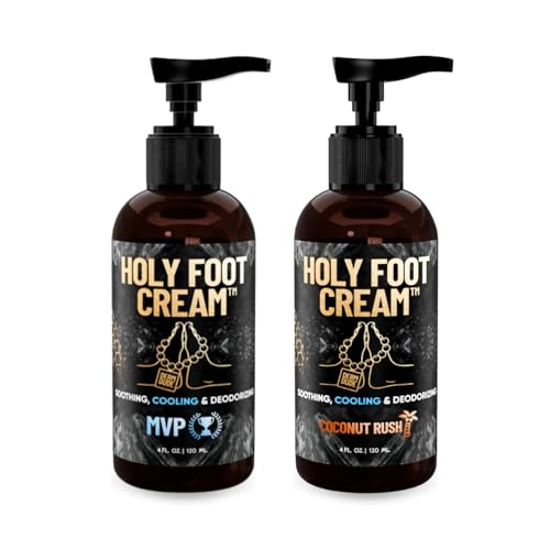 Derm Dude Holy Foot Cream, 4oz (2-Pack) | MVP & Coconut Rush Scents | Moisturizing Foot Lotion with DeoPlex for Freshness & Arrowroot for Hydration