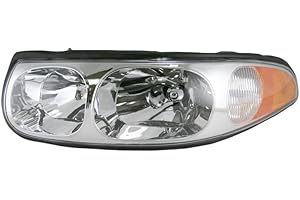 AM AUTOPARTS Driver Side Headlight Assembly Compatible with 2000-2005 Buick LeSabre Custom without Lined or Fluted Hi-Beam Lens GM2502204