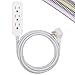 Cordinate Designer 3-Outlet Extension Cord with Surge Protection, Gray, Braided D&eacute;cor Fabric Cord, 10 ft, Low-Profile Plug with Tamper Resistant Safety Outlets, 37914 primary