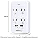DEWENWILS 4 Plug Outlet Adapter Multi Plug Wall Outlet Extender Surge Protector with Dual USB Ports, Lightweight Extra Outlet Adapter for Home Office Travel, 1080 Joules, ETL Certified - White