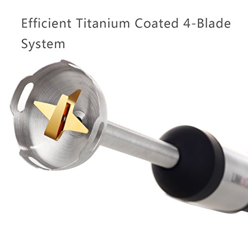 Immersion Blender LINKChef Hand Blender Stick Mixer Food Processor, Egg Whisk, Robust Stainless Steel, 3 in 1 500W 20 speeds Silver/Black (HB-2140T) – 3 Years Warranty