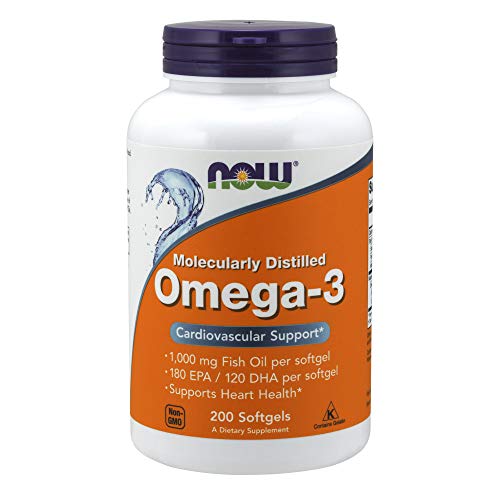 NOW Supplements, Omega-3, Molecularly Distilled, 200 Softgels (Best Omega 3 For Depression)