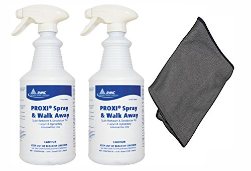 RMC Proxi Spray & Walk Away Spot Removal (2-Pack) Stain Remover Deodorizer Carpet Cleaner and Upholstery + Large 16 x 16 Microfiber Cleaning Cloth - RCMPC11849315-32oz