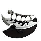 Demon Skull Design Flame Fantasy Knuckle Display Knife