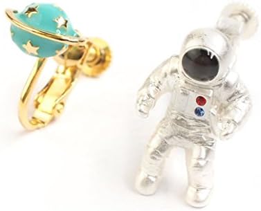 NASA astronaut and planet Saturn earrings / clip-ons - Japan design -cute style - anti-allergic