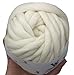 0.5lb Merino Wool Super Chunky Yarn - Big Roving for Loom Weaving, Knitting, Crocheting and Felting - Blanket Yarn (Cream, Medium-20mm)