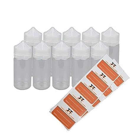 TORG TRADING 10 x 100ml Stiftflaschen o. Unicorn Bottle aus PET Leerflasche u. 10 Etiketten