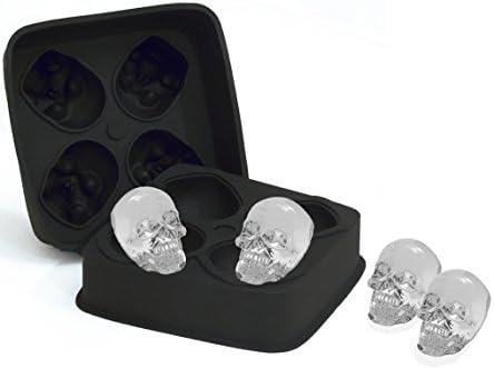 Skull Ice Cube ,No BPA Silicone Mold, Crystal Ice Marker Tray, Large 3D Skull Ice Shapes for Cocktails and Whiskey