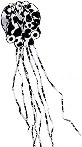 Rotuyes Beautiful Black and White Spotted Octopus Children Love Easy Kite Flying Big Kite Match the Kite Line 31 Inches Wide 157 Inches Long Tail Can Easily Fly Kites on the Beach, Park or Square
