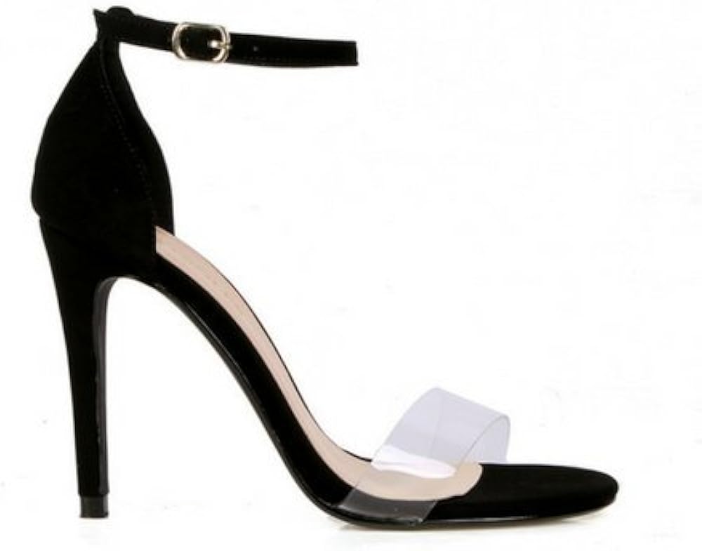 black sandals with clear strap
