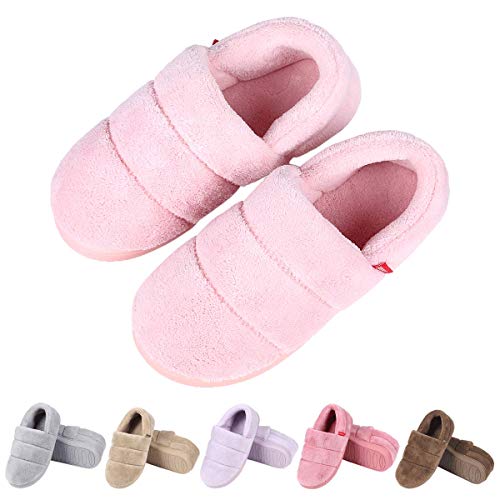 Beslip Women's Cozy Memory Foam Slippers - Anti Skid Winter Warm Comfy Clog House Slippers PK36-37 Pink