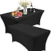 RELIANCER 2 Pack 6FT Rectangular Spandex Table Cover Four-Way Tight Fitted Stretch Tablecloth Table Cloth for Outdoor Party DJ Tradeshow Banquet Vendor Wedding Celebration (2PC 6FT, Black)
