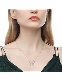 Manbu - Collar con colgante de mariposa celta de plata de ley 925 para niñas y mujeres